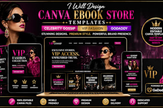 design ebook store canva templates celebrity gossip VIP fashion godaddy website