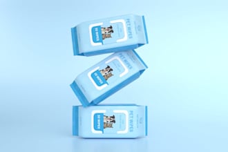 design baby wipes, pet cleaning wipes and tissue box packaging