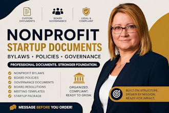 create nonprofit bylaws policies board documents and startup package