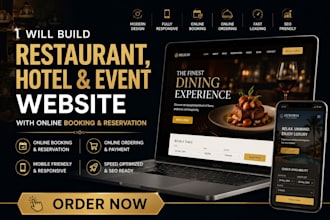 build a restaurant hotel and event venue website with online booking or delivery