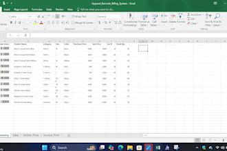 create an excel sheet for business where they watch inventory, generate invoices