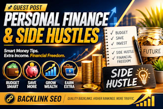 write guest post on personal finance and side hustles, backlink SEO
