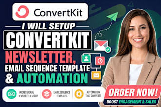 setup convertkit newsletter, email sequence template and automation