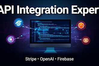 integrate third party API, stripe, open ai firebase and custom API connection