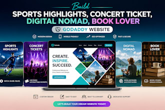 build sports highlights concert ticket digital nomad book lover godaddy website