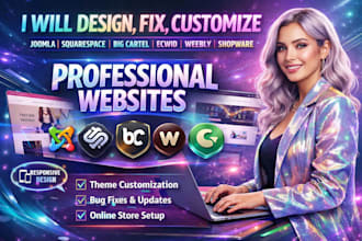 design fix customize joomla squarespace big cartel ecwid weebly shopware website