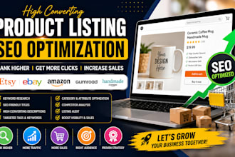 create high converting product listing SEO  etsy ebay amazon gumroad  handmade