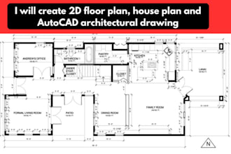 create 2d floor plan, house plan and autocad architectural drawing, mep, hvac
