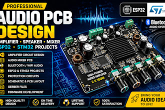 design custom audio pcb, amplifier circuit, speaker mixer, esp32 stm32 project