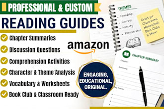 create reading guides, study worksheets, discussion questions amazon book