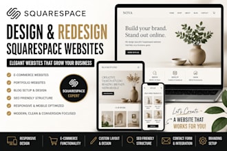 design redesign squarespace ecommerce websites layout portfolio SEO blog design