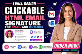 design clickable HTML email signature for gmail and outlook