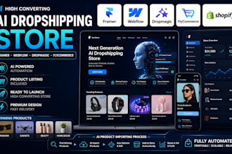 build framer webflow dropmagic flycommerce ai dropshipping with products listing