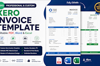 design custom xero invoice template editable PDF word excel