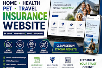 design home health pet travel landing page life insurance website