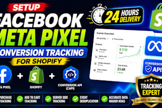 setup facebook meta pixel conversion tracking for shopify in 24 hours