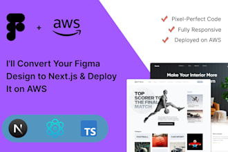 convert your figma design to react or nextjs and deploy it on AWS