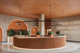 interior design commercial office, restaurants and cafe