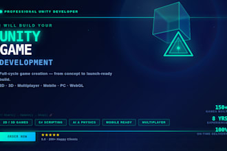 do unity game development for 2d 3d mobile game, ios game, online multiplayer