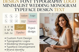 design font typography logo minimalist wedding monogram typeface design text