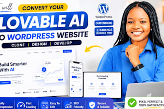 clone or redesign lovable ai website to wordpress, elementor, gutenberg, kadence