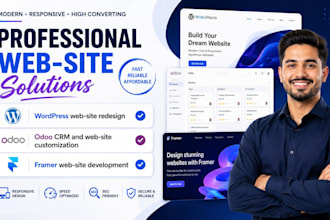 rebuild wordpress website redesign odoo website crm framer website landing page