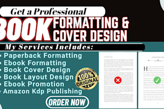 do book and ebook formatting, amazon KDP book publishing, ebook and cover design