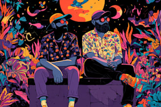 stunning illustration psychedelic, lifestyle, surrealism