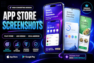 design app store screenshots, play store or app screenshots