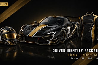 do complete driver identity with helmet, suit, livery for iracing, acc, lmu, ac