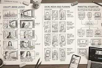create storyboard illustrations for commercials and social media ads