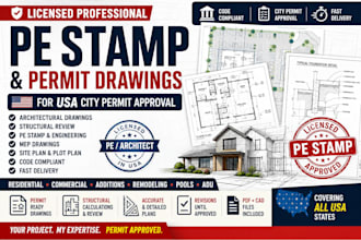 review stamp permit drawings for USA city permit approval