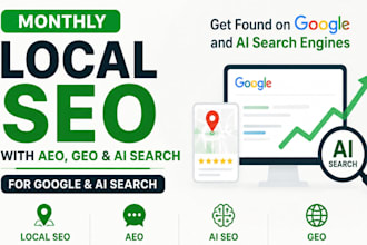 do monthly local SEO with aeo, GEO, and ai search for google and ai search