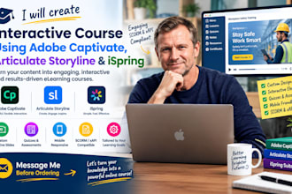create interactive course using adobe captivate, articulate storyline, ispring
