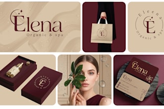 do luxury cosmetics beauty salon spa logo with brand identity and branding kit