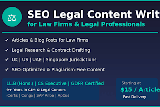 write SEO legal content articles and blogs for law firms