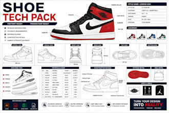 design shoe tech pack with footwear specs for manufacturing