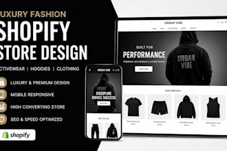 design a luxury fashion shopify store activewear store hoodie clothing website
