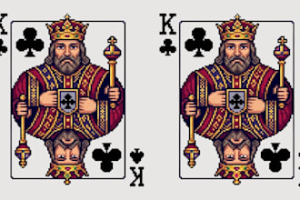 design custom balatro style pixel art playing cards, 2d sprite playing card deck