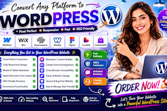 convert webflow wix squarespace weebly figma lovable commercehq to wordpress