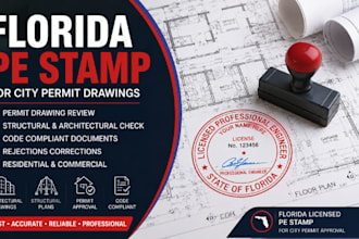 review and provide florida pe stamp for structural and city permit drawings