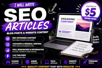 write SEO optimized blog posts and website articles