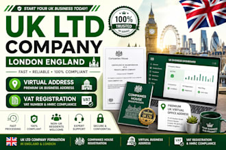 register UK ltd company in england london with virtual address and vat