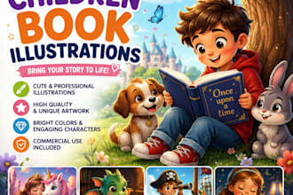 illustrate cute children book illustrations for kids storybook