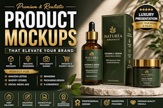 create realistic product mockups and premium 3d packaging designs