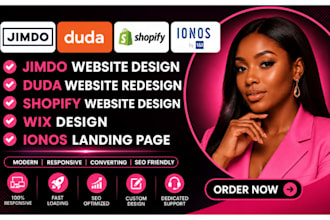 jimdo website shopify redesign wix duda business landing page ionos website