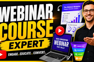 create webinar slides, webinar course, video presentation, and funnel