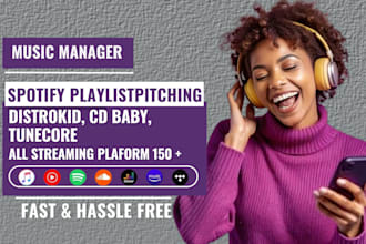 distribute music manager, fix issues playlist pitching and setup artist profile