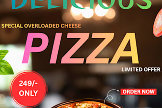 make design professional pizza shop banner for instagram and print