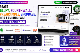 create sellfy fourthwall spreadsimple shopbase duda landing page websites design